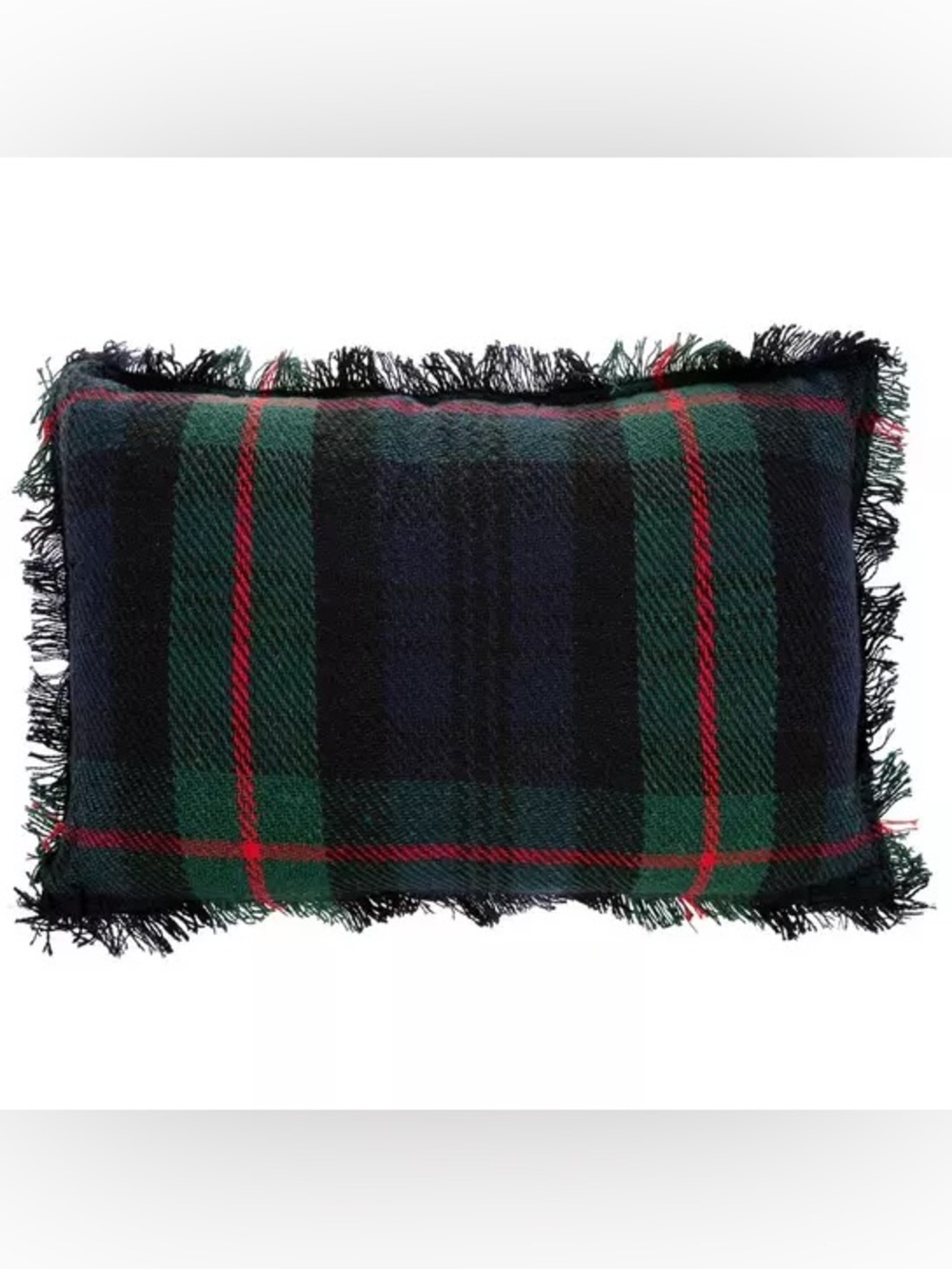 Navy, Red & Green Plaid Lumbar Pillow